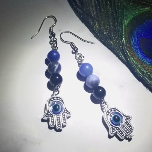 Evil Eye Handmade Earrings - Picture 2 of 2